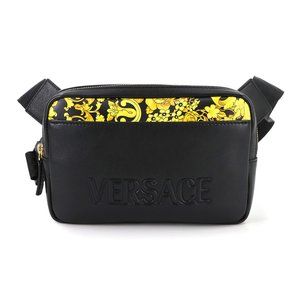 VERSACE Black Leather Shoulder Bag